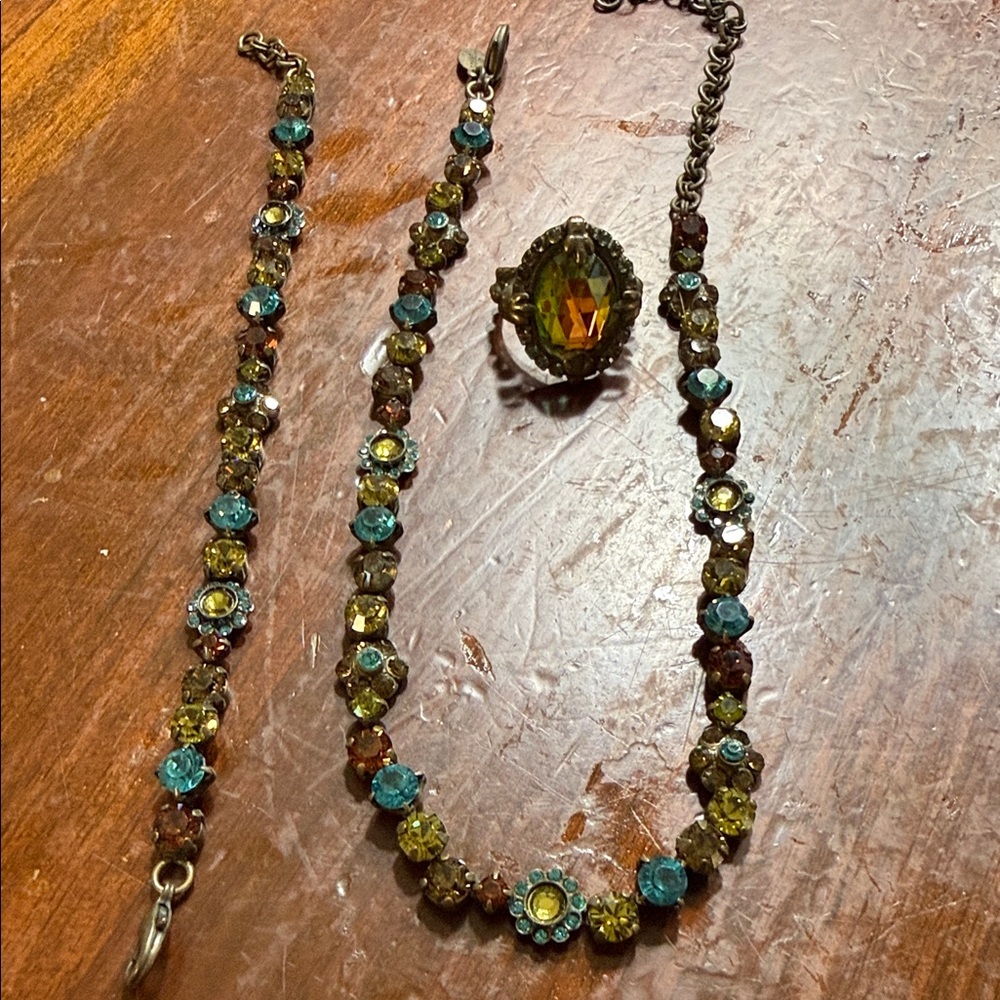 Sorrelli Blue and Gold Necklace Set